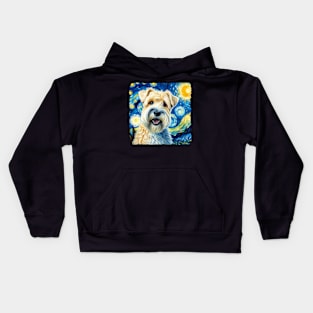 Starry Soft Coated Wheaten Terrier Dog Portrait - Pet Portrait Kids Hoodie